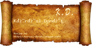 Kőrösi Donát névjegykártya